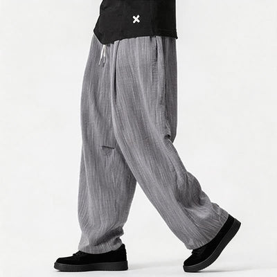 Buddha Stones Spring Summer Casual Minimalist Drawstring Solid Long Pants Men's Straight Leg Pants With Pocket - image 26