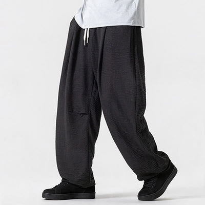 Buddha Stones Spring Summer Casual Minimalist Drawstring Solid Long Pants Men's Straight Leg Pants With Pocket - image 42
