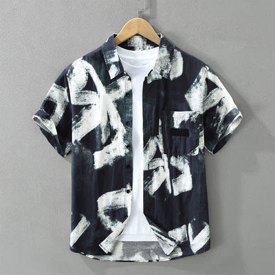 Buddha Stones Summer Casual Button-Up Abstract Men's Short Sleeve Shirts With Pocket - MidnightBlue - US/UK/AU42, EU52 (3XL) - image 10