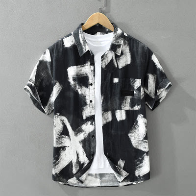 Buddha Stones Summer Casual Button-Up Abstract Men's Short Sleeve Shirts With Pocket - Black - US/UK/AU42, EU52 (3XL) - image 9