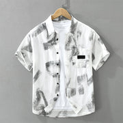 Foviel Summer Casual Button-Up Abstract Men's Short Sleeve Shirts With Pocket