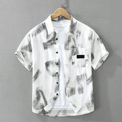 Buddha Stones Summer Casual Button-Up Abstract Men's Short Sleeve Shirts With Pocket - WhiteSmoke - US/UK/AU42, EU52 (3XL) - image 0