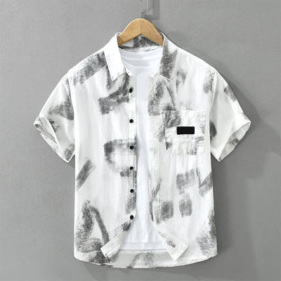 Buddha Stones Summer Casual Button-Up Abstract Men's Short Sleeve Shirts With Pocket - WhiteSmoke - US/UK/AU42, EU52 (3XL) - image 0