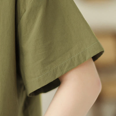 Buddha Stones Summer Casual Minimalist Button-up Solid Asymmetric Layered Design Women's Short Sleeve Shirts - image 8