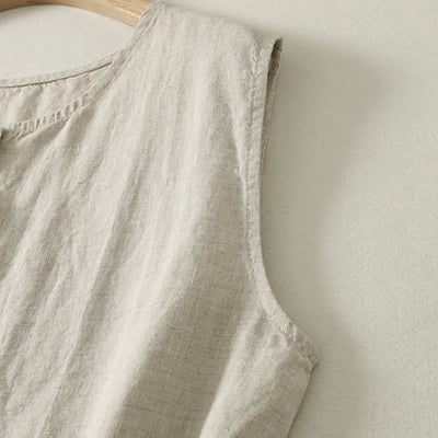 Buddha Stones Summer Casual Minimalist Button-Up Geometric Women's Sleeveless Shirts Tank Top - image 13
