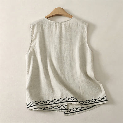 Buddha Stones Summer Casual Minimalist Button-Up Geometric Women's Sleeveless Shirts Tank Top - image 9