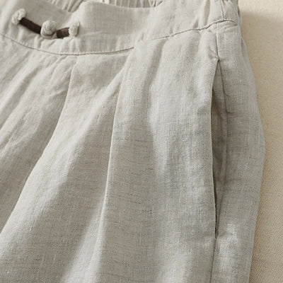 Buddha Stones Summer Casual Minimalist Solid Cropped Pants Pleated Women's Harem Pants With Pockets - image 3