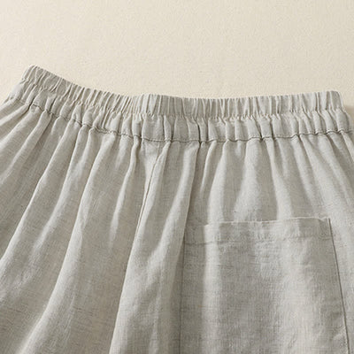 Buddha Stones Summer Casual Minimalist Solid Cropped Pants Pleated Women's Harem Pants With Pockets - image 5
