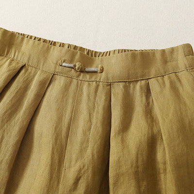 Buddha Stones Summer Casual Minimalist Solid Cropped Pants Pleated Women's Harem Pants With Pockets - image 18