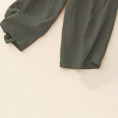 Buddha Stones Summer Casual Minimalist Drawstring Solid Ankle Pants Women's Straight Leg Pants With Pockets - image 8