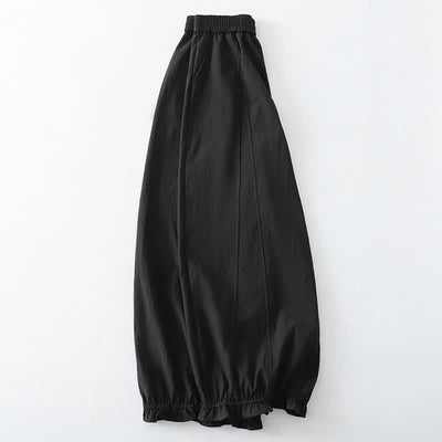 Buddha Stones Summer Casual Minimalist Solid Ruffled Hem Ankle Pants Women's Harem Pants With Pockets - image 7