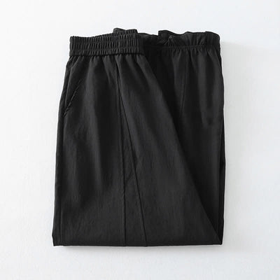 Buddha Stones Summer Casual Minimalist Solid Ruffled Hem Ankle Pants Women's Harem Pants With Pockets - image 8