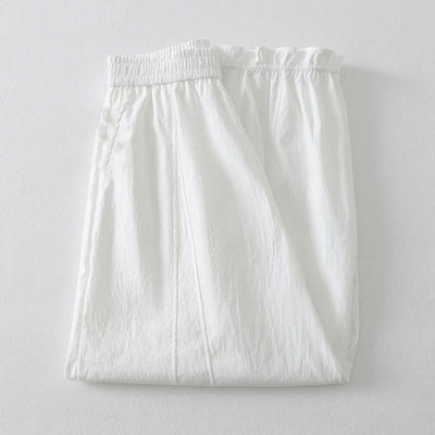 Buddha Stones Summer Casual Minimalist Solid Ruffled Hem Ankle Pants Women's Harem Pants With Pockets - image 15