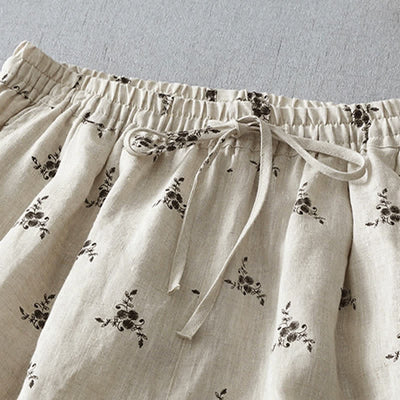 Buddha Stones Summer Casual Vintage Drawstring Floral Polka dots Cropped Pants Women's Harem Pants With Pocket - image 1
