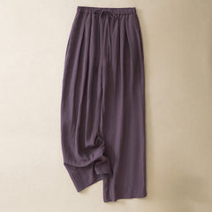 Buddha Stones Summer Casual Minimalist Drawstring Solid Long Pants Women's Tapered Pants With Pockets - Purple - US8-10, UK/AU12-14, EU40-42 (2XL) - image 0