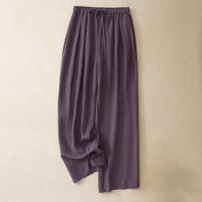 Buddha Stones Summer Casual Minimalist Drawstring Solid Long Pants Women's Tapered Pants With Pockets - Purple - US8-10, UK/AU12-14, EU40-42 (2XL) - image 0
