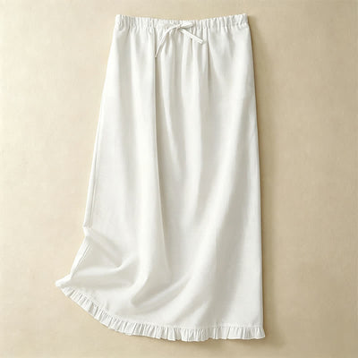 Buddha Stones Summer Casual Minimalist Drawstring Ruffled Lace-up Solid Women's Skirts With Pocket - White - US8-10, UK/AU12-14, EU40-42 (2XL) - image 14