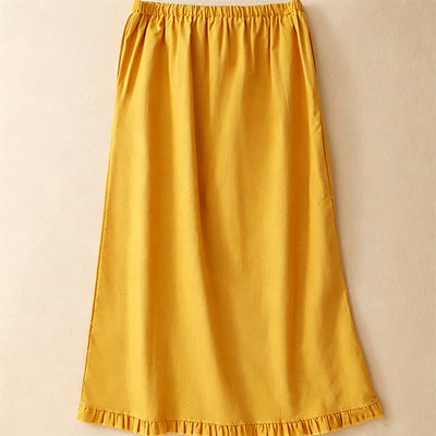 Buddha Stones Summer Casual Minimalist Drawstring Ruffled Lace-up Solid Women's Skirts With Pocket - image 1