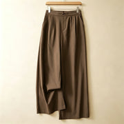 Pantalon droit décontracté et minimaliste pour femme Foviel, coupe estivale, longueur cheville, bouton grenouille unique, avec poches