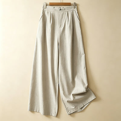 Buddha Stones Summer Casual Minimalist Solid Ankle Pants One Frog Button Women's Straight Leg Pants With Pockets - Beige - US12, UK/AU16, EU44 (3XL) - image 10