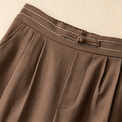 Buddha Stones Summer Casual Minimalist Solid Ankle Pants One Frog Button Women's Straight Leg Pants With Pockets - image 1