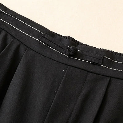 Buddha Stones Summer Casual Minimalist Solid Ankle Pants One Frog Button Women's Straight Leg Pants With Pockets - image 6