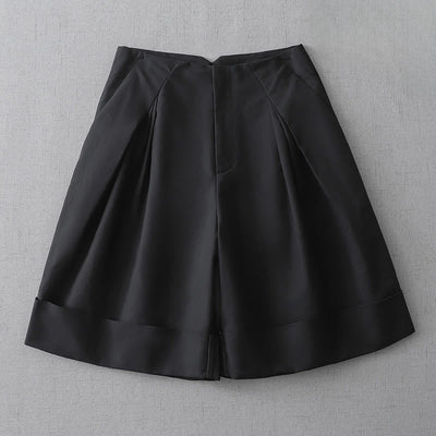 Buddha Stones Summer Minimalist Elegant Solid Zipper Design Women's Shorts With Pockets - Black - US8-10, UK/AU12-14, EU40-42 (2XL) - image 10
