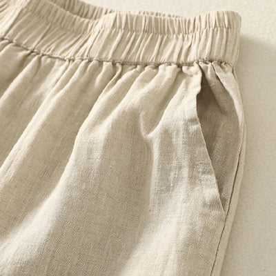 Buddha Stones Summer Casual Vintage Solid Elastic Waist Ruffled Hem Women's Shorts With Pockets - image 23