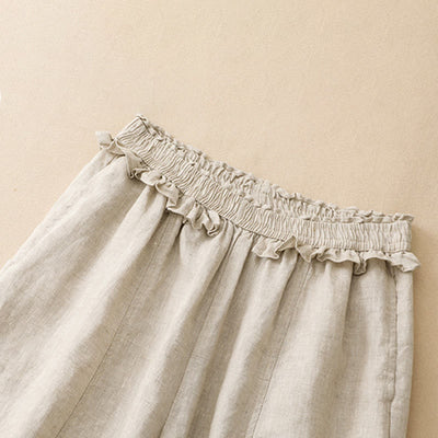 Buddha Stones Summer Casual Minimalist Solid Ruffled Elastic Waist Cropped Pants Women's Straight Leg Pants With Pocket - image 17
