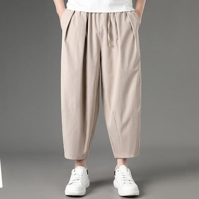 Buddha Stones Summer Casual Minimalist Drawstring Solid Capri Pants Men's Harem Pants With Pockets - Linen - US/UK/AU46, EU56 (5XL) - image 13