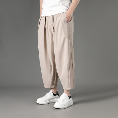 Buddha Stones Summer Casual Minimalist Drawstring Solid Capri Pants Men's Harem Pants With Pockets - image 17