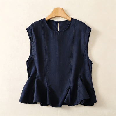 Buddha Stones Summer Casual Elegant Solid Tank Top Women's Sleeveless T-Shirts - Navy - US8-10, UK/AU12-14, EU40-42 (2XL) - image 8