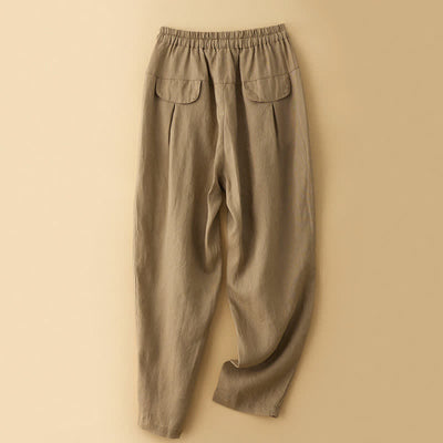 Buddha Stones Summer Casual Minimalist Drawstring Solid Ankle Pants Women's Harem Pants With Pocket - image 1