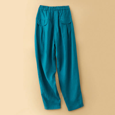 Buddha Stones Summer Casual Minimalist Drawstring Solid Ankle Pants Women's Harem Pants With Pocket - image 5