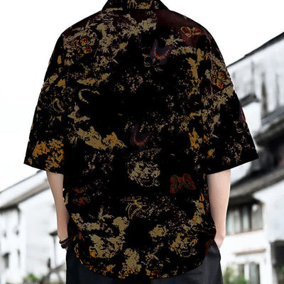 Buddha Stones Summer Casual Tang Style Floral V-Neck Men's Short Sleeve T-Shirts - image 7