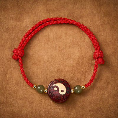 Buddha Stones Purple Sandalwood Jade YinYang Balance Red String Bracelet - YinYang(Balance ♥ Harmony) - image 0