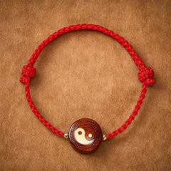 Buddha Stones Purple Sandalwood Yin Yang Protection Red String Bracelet - Yin Yang(Balance ♥ Harmony) - image 0
