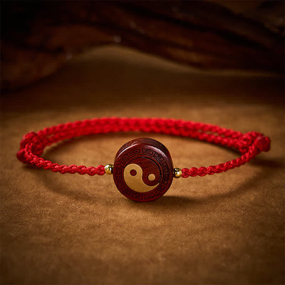 Buddha Stones Purple Sandalwood Yin Yang Protection Red String Bracelet - image 2