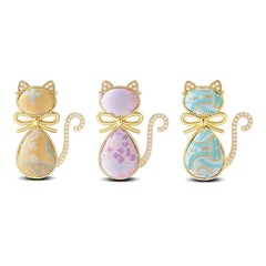 Buddha Stones Pearl Song Brocade Cat Bow Purity Brooch - image 0