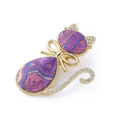 Buddha Stones Song Brocade Cat Gold Plated Rhinestone Chinese Style Hair Stick - Purple (Same Color Tone – Pattern Varies) - image 0