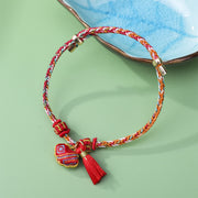 Foviel Braided Five Color Cord Song Brocade Ruyi Scepter Tassel Luck Bracelet