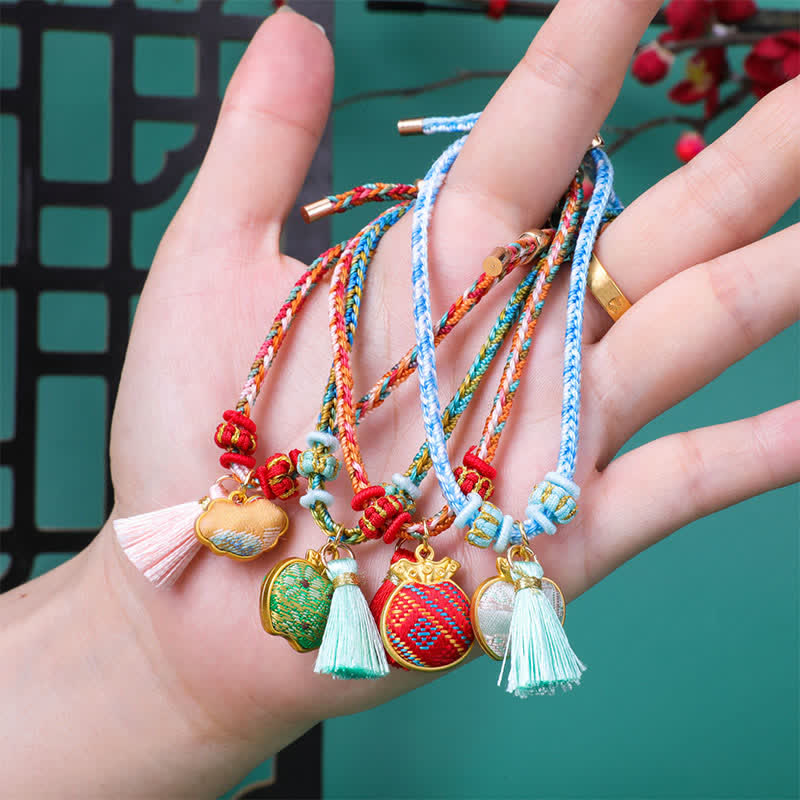 Buddha Stones Song Brocade Gourd Luck Tassel Braided Bracelet - image 10
