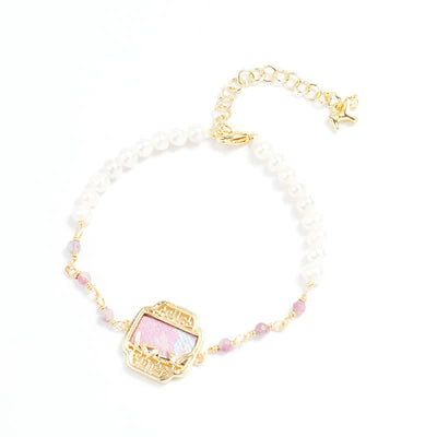 Buddha Stones Pearl Purity Song Brocade Charm Neo Chinese Bracelet - Song Brocade (Same Color Tone – Pattern Varies) - image 0