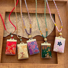 Buddha Stones Song Brocade Floral Pattern Harmony Braided Rectangle Necklace - image 0