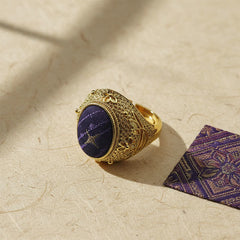 Buddha Stones Song Brocade Prosperity Pigeon egg Oval Adjustable Chinese Style Ring - Song Brocade (Same Color Tone – Pattern Varies) - image 0
