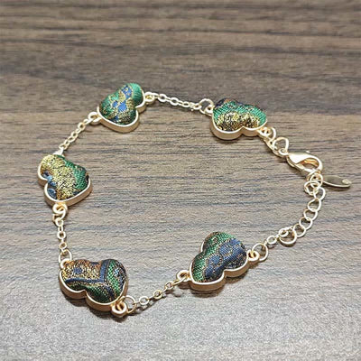 Buddha Stones Song Brocade Gourd Water Ripples Good Fortune Chinese Vintage Bracelet - Green (Same Color Tone – Pattern Varies) - image 6