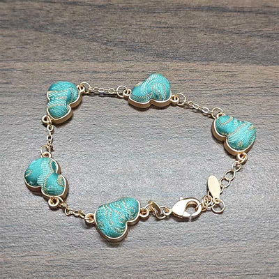 Buddha Stones Song Brocade Gourd Water Ripples Good Fortune Chinese Vintage Bracelet - Lake Blue (Same Color Tone – Pattern Varies) - image 8