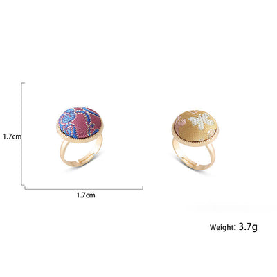 Buddha Stones Song Brocade Embroidered Round Elegance Ring - image 18