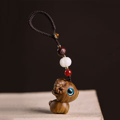 Buddha Stones Green Sandalwood Sheep Luck Hand Carved Keychains - Keychains - Green Sandalwood (Calm Energy ♥ Spiritual Balance) - image 0