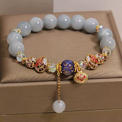 FREE Today: Luck and Healing Aquamarine Fu Character Cloisonné Gourd Dangle Round Bracelet - image 2